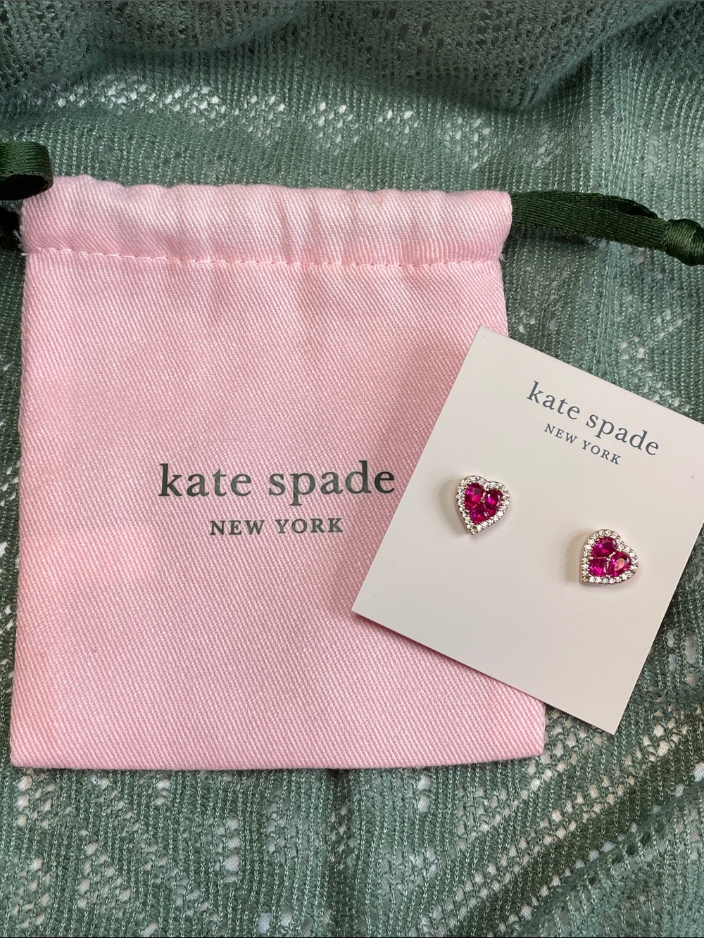 kate spade New York Hot Pink Heart Crystal Stud Earrings